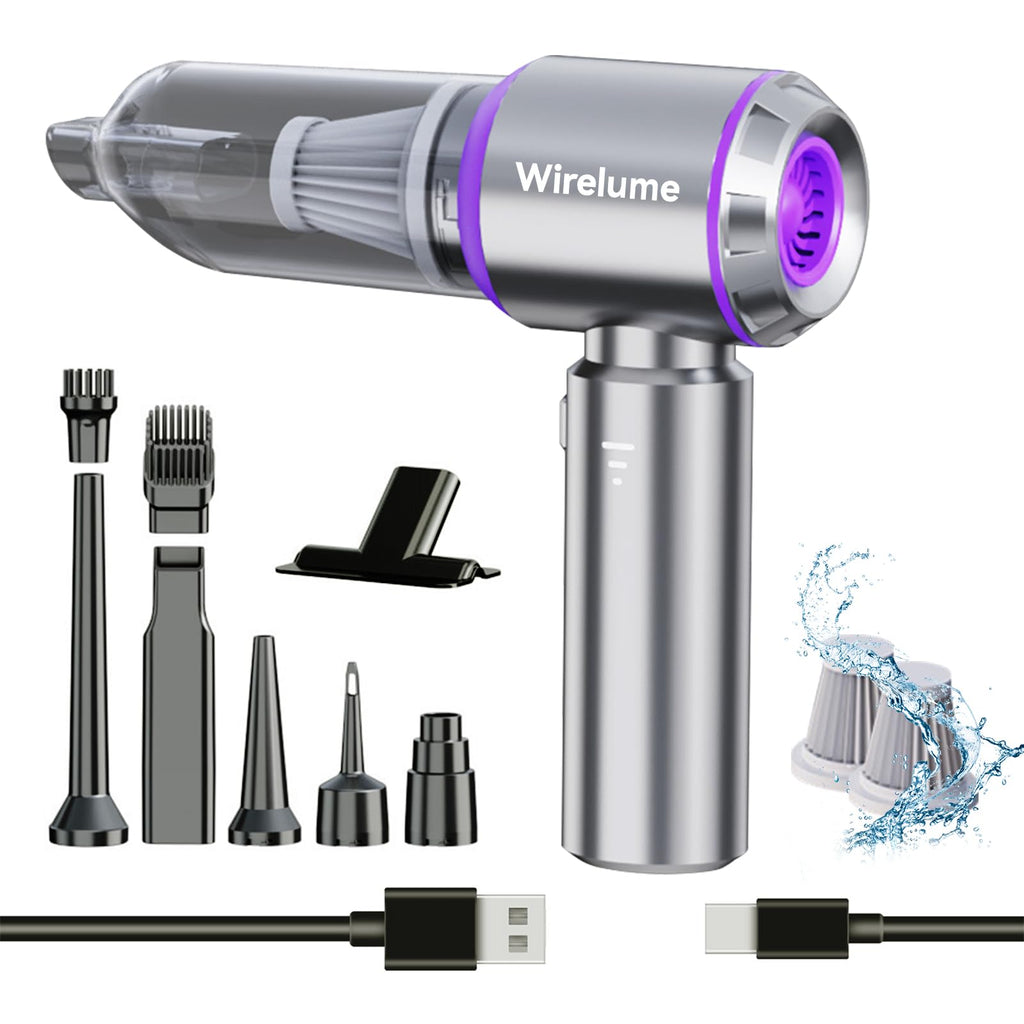 Wirelume Handheld Car Vacuum Cleaner Cordless Powerful 22000Pa Strong Cyclonic Suction Blowing Brushless Motor Portable Rechargable Lightweight for Pet Hair Vehicle Home Office Purple