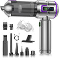 botatio Handheld Vacuum Cleaner, 25000Pa Car Vacuum Powerful Suction, 4-in-1 Hand Cordless Car Vacuum with Digital Display, 1-Touch Automatic Emptying, Brushless Motor & 3 Speeds, Silver