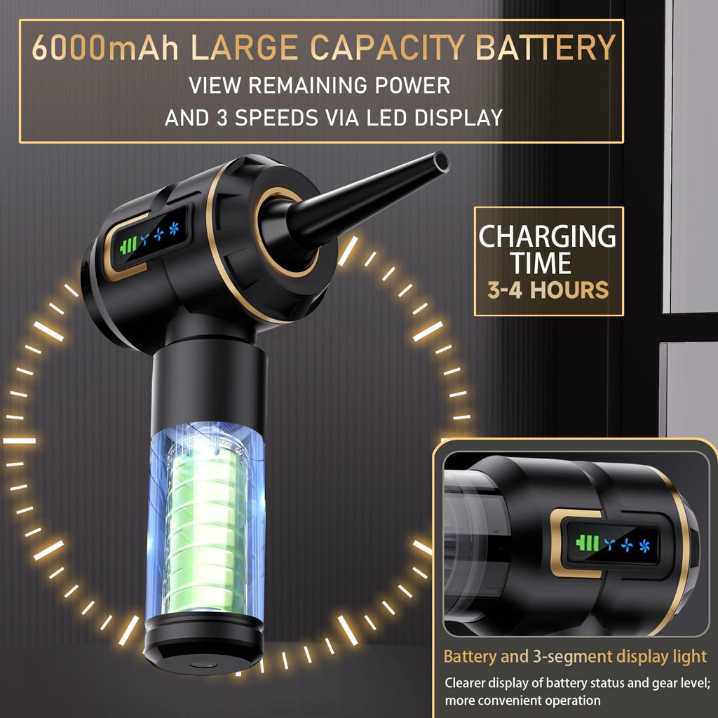 Lyiazsoy Car Vacuum Cleaner Cordless,27000PA High Power Mini Vacuum Cleaner,Rechargeable Handheld Vacuum Cordless,car hoovers for Pet Hair, Home, Office, Kitchen(Gold Black)