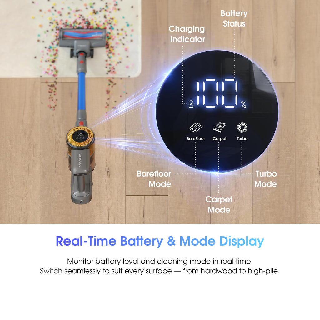 Cordless Vacuum Cleaner,Stick Vacuum 45KPA/450W/60min,Wall-mounted Charging/V-shaped Anti-Tangle,with Self-standing Function and Removable Battery,Vacuum Cleaner for Pet Hair,Carpets and Hard Floors