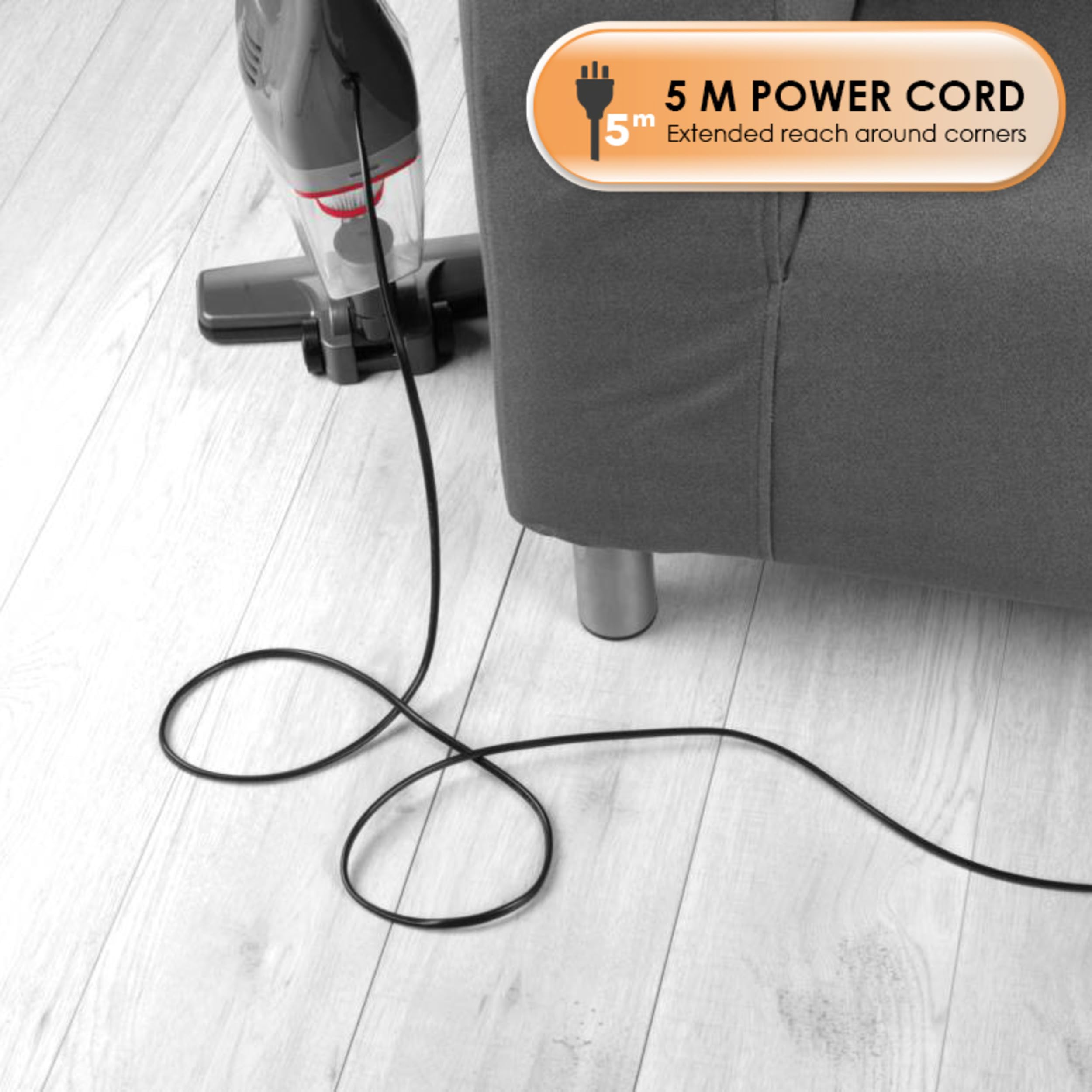 Beldray 2 in 1 Upright Vacuum Cleaner, Corded Handheld Vacuum Cleaner, Lightweight, Bagless, with 1L Dust Tank, HEPA Filter, 600W, Crevice and Brush Tools, Stairs, Upholstery and Car