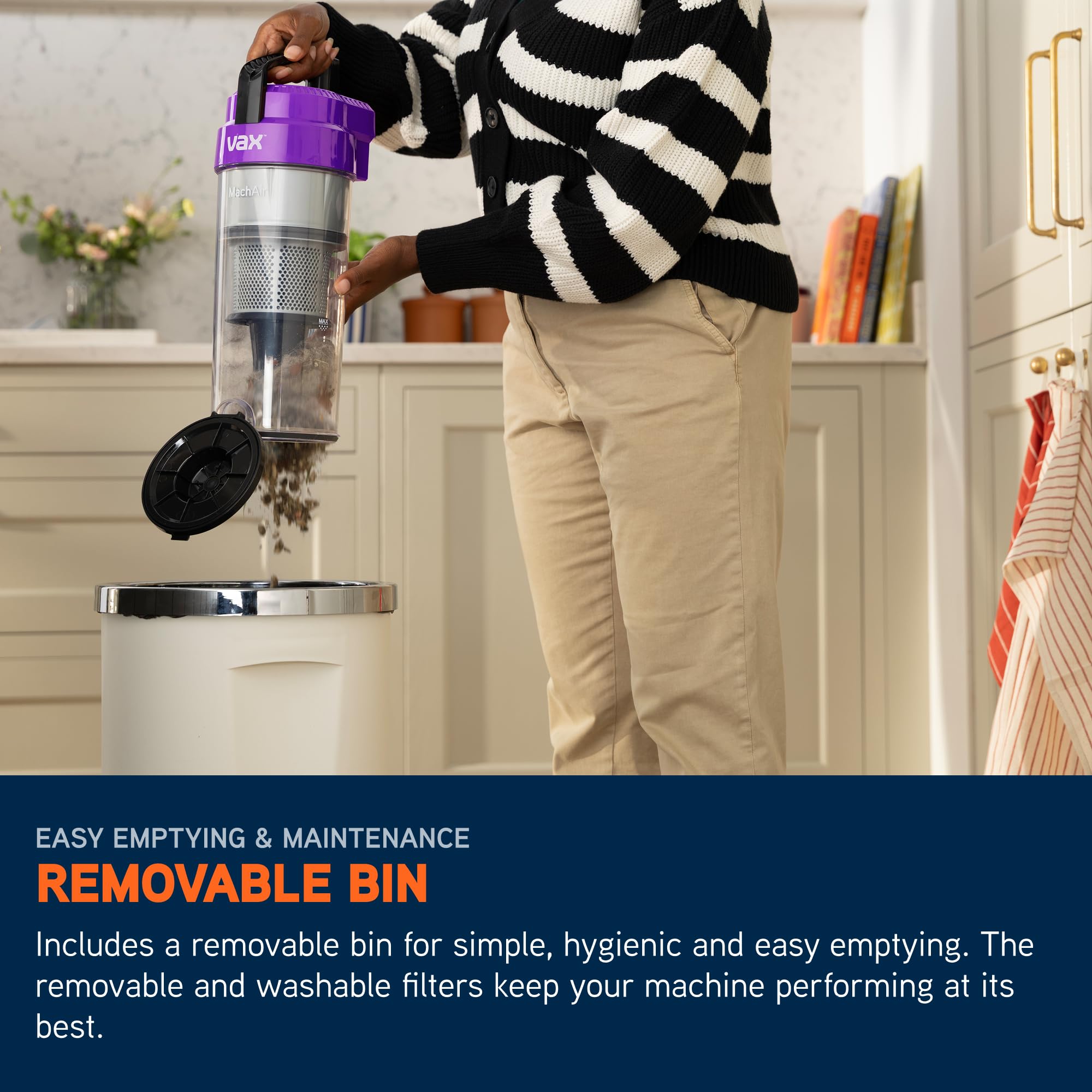 Vax Mach Air Corded Upright Bagless Vacuum Cleaner, Lightweight, Handheld Tool Attachments for Hair, Car, Upholstery, Bed, Mattress, Home cleaning, 820W, 4.9kg, Purple, UCA1GEV1