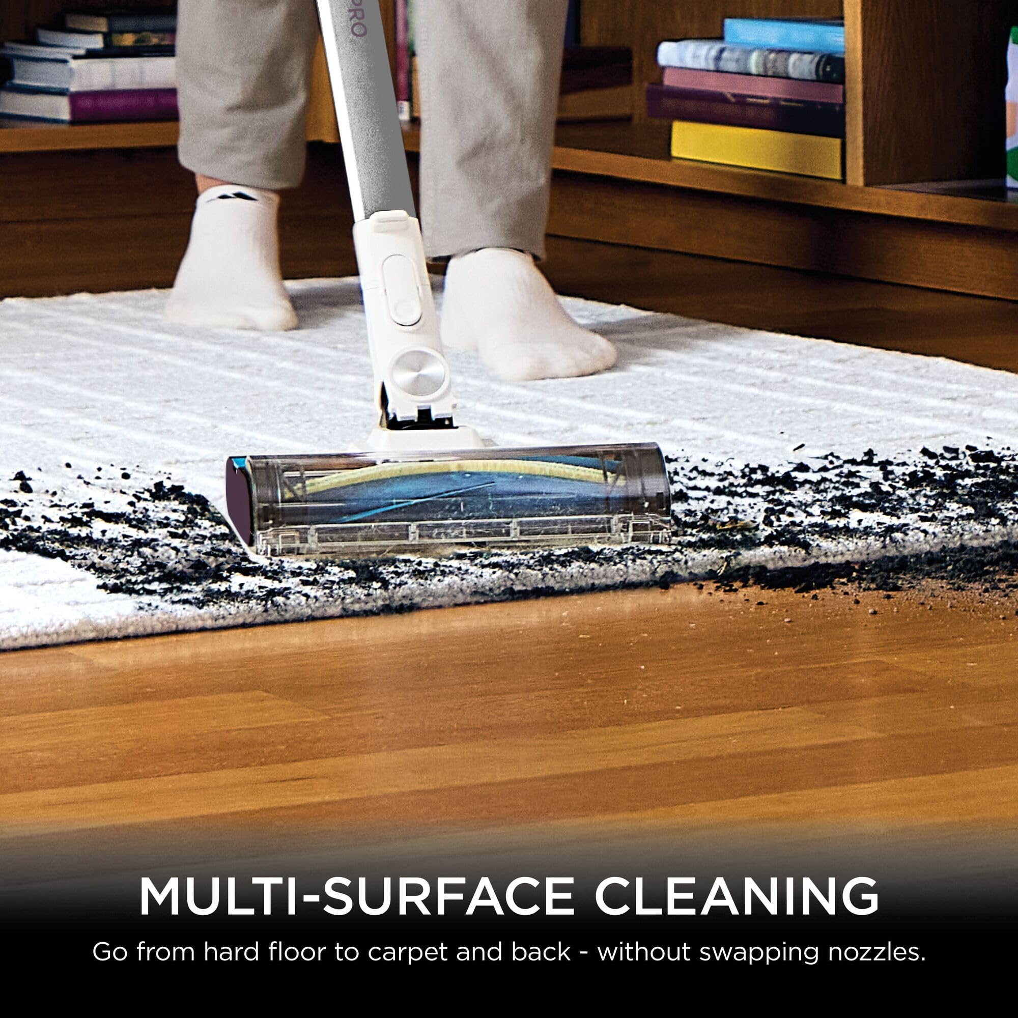 Shark PowerPro Cordless Stick Vacuum Cleaner, Anti Hair Wrap, FloorDetect Tech, Anti-Allergen, Up to 50min Runtime, XL Dust Cup, Handheld Mode, Crevice & Upholstery Tool, Silver/Mauve IZ370UK