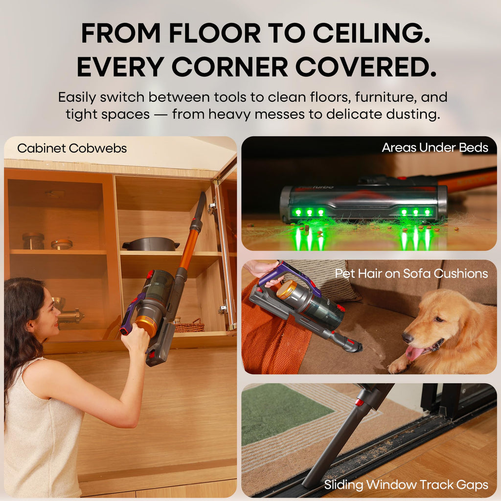 X20 Cordless Vacuum Cleaner with Aromatherapy, 50KPa/550W/70Mins Stick Vacuum, 1.5L Dustbin handheld Vacuum Self-Standing, Rechargeable Battery, Anti-Tangled, LED Display for Pet Hair/Carpet/Floor