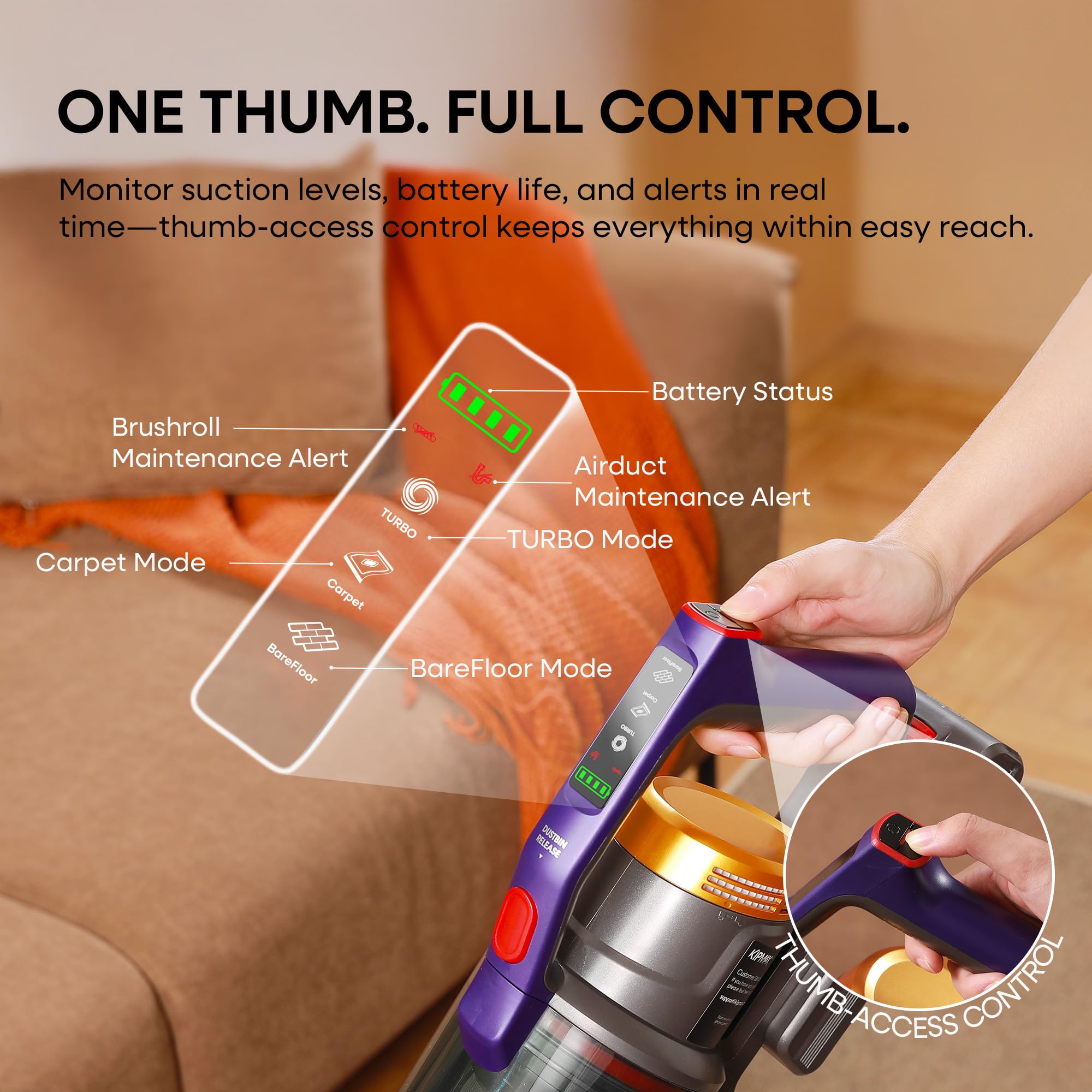 X20 Cordless Vacuum Cleaner with Aromatherapy, 50KPa/550W/70Mins Stick Vacuum, 1.5L Dustbin handheld Vacuum Self-Standing, Rechargeable Battery, Anti-Tangled, LED Display for Pet Hair/Carpet/Floor