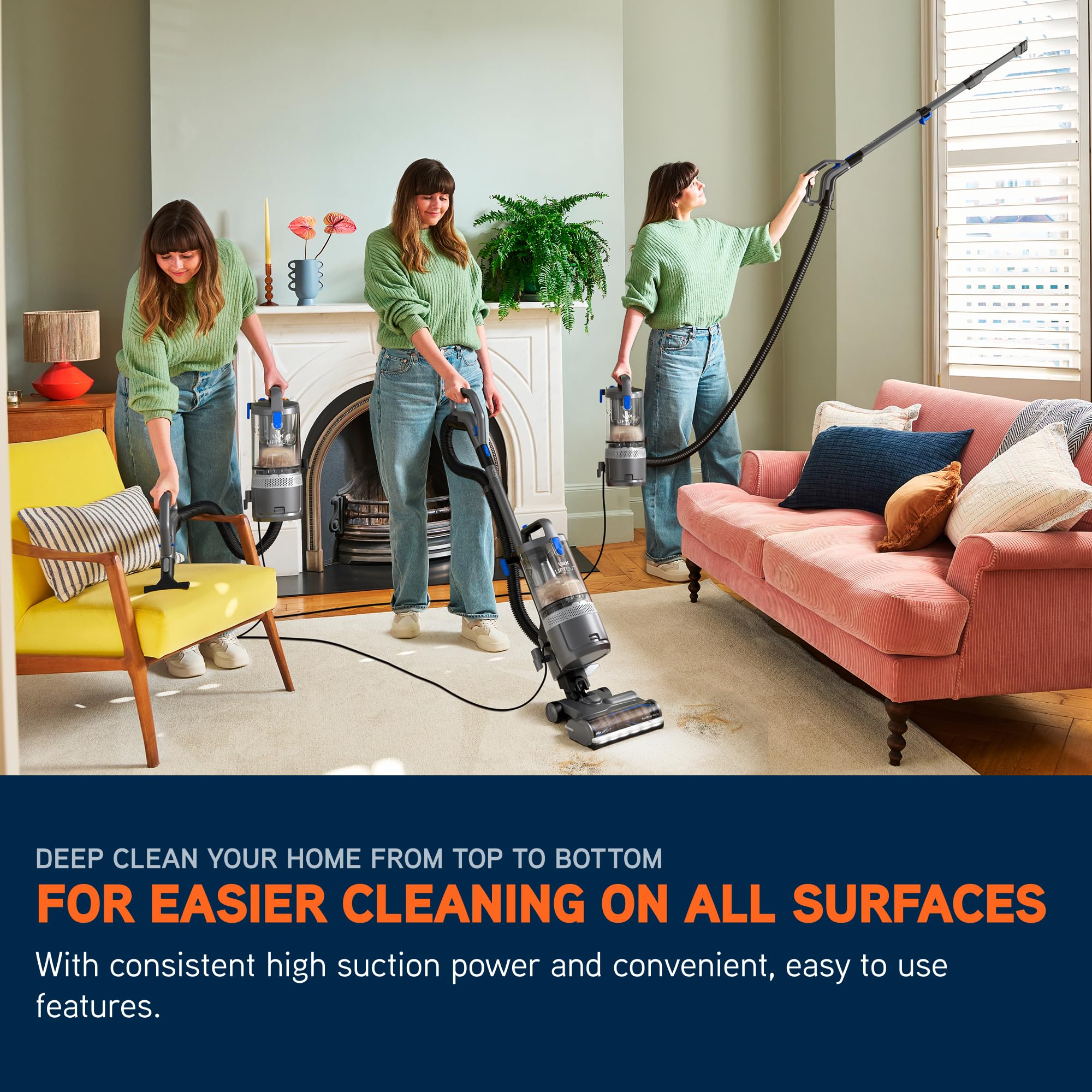 Vax LiftOut Pet Corded Upright Bagless Vacuum Cleaner, Lightweight, Handheld Tool Attachments for Pet Hair, Car, Upholstery, Bed, Mattress, Home cleaning, 600W, 6.11kg, Graphite/Blue, CDUP-LOXP