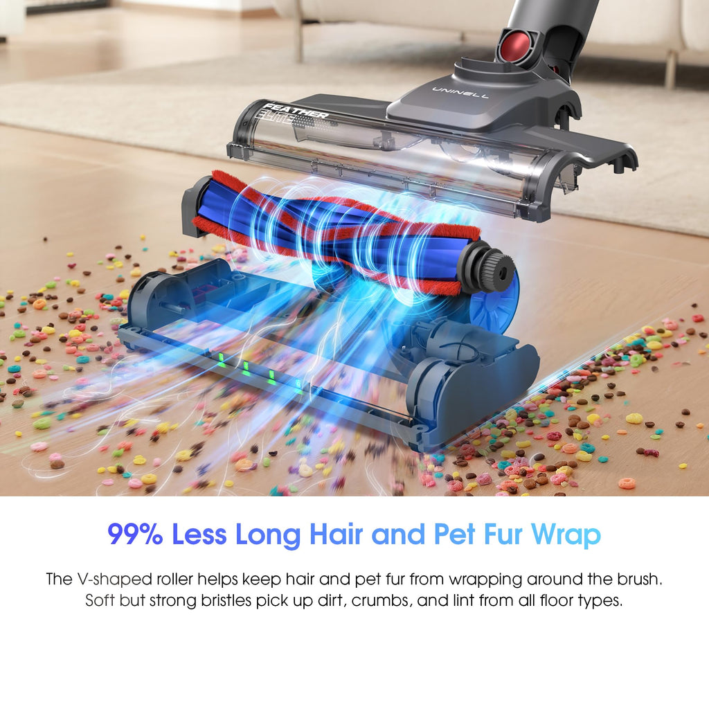 Cordless Vacuum Cleaner,Stick Vacuum 45KPA/450W/60min,Wall-mounted Charging/V-shaped Anti-Tangle,with Self-standing Function and Removable Battery,Vacuum Cleaner for Pet Hair,Carpets and Hard Floors